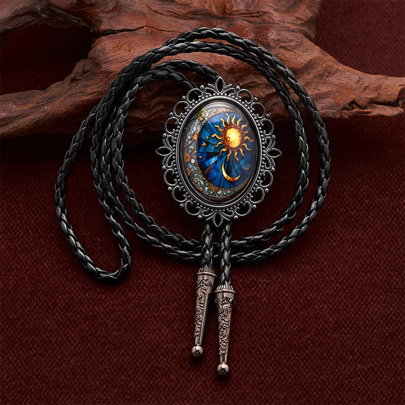 Celestial Glow-in-the-Dark Sun & Moon Luminous Bolo Tie - Celestial - image 0