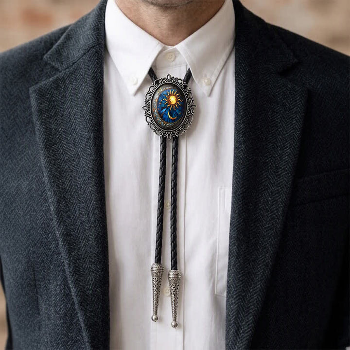 Celestial Glow-in-the-Dark Sun & Moon Luminous Bolo Tie - image 2