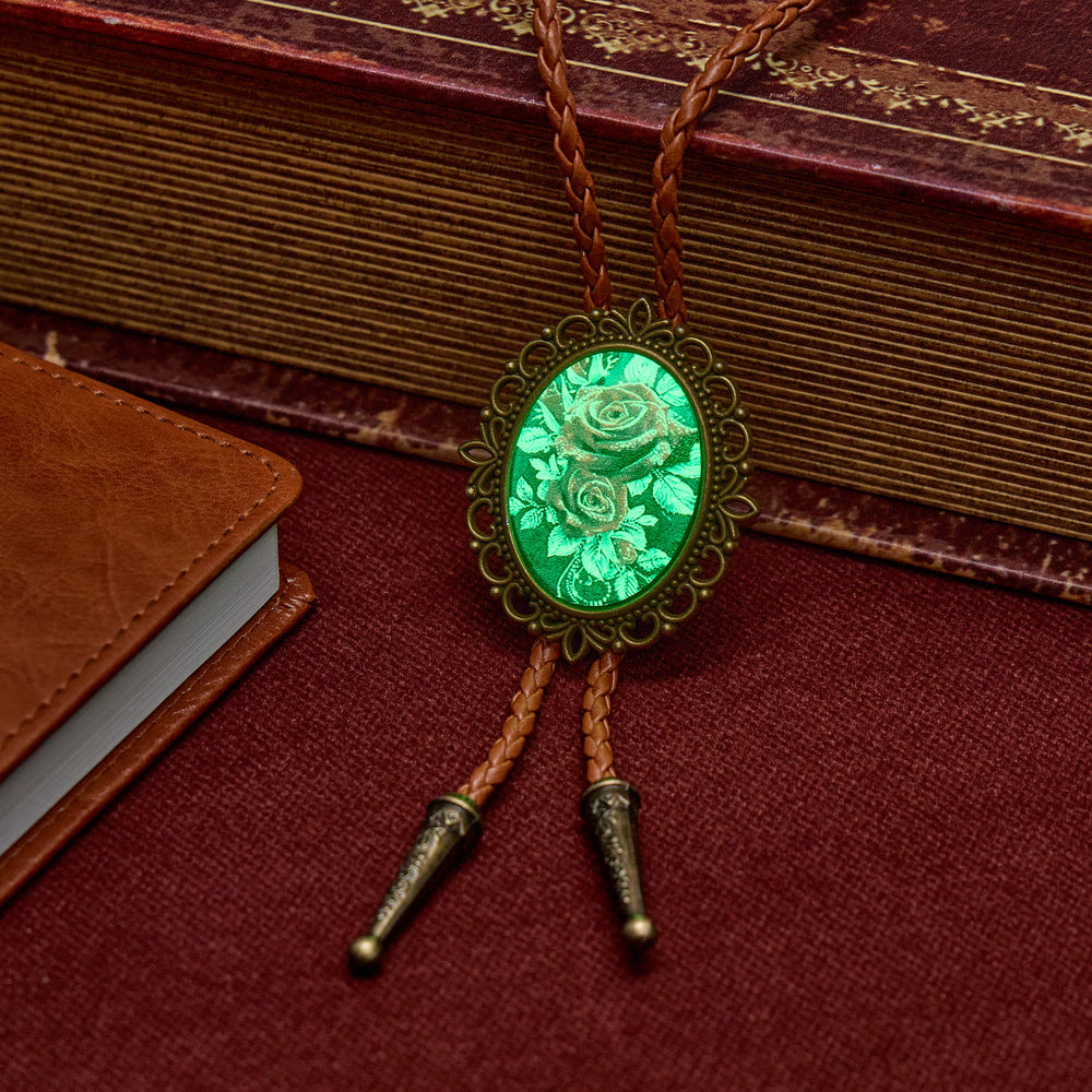 Gothic Western Rose Floral Luminous Bolo Tie - image 1
