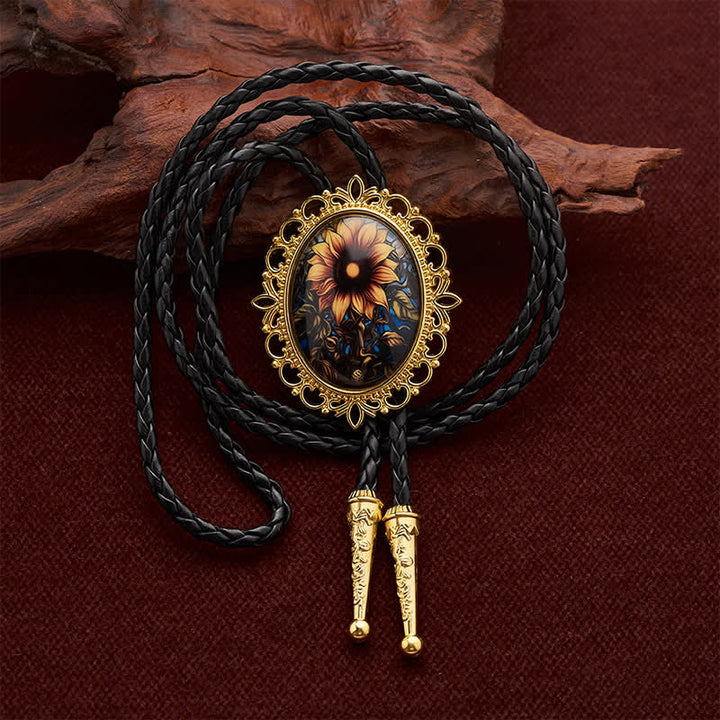 Golden Sunflower Western Floral Pendant Luminous Bolo Tie - Sunflower - image 0