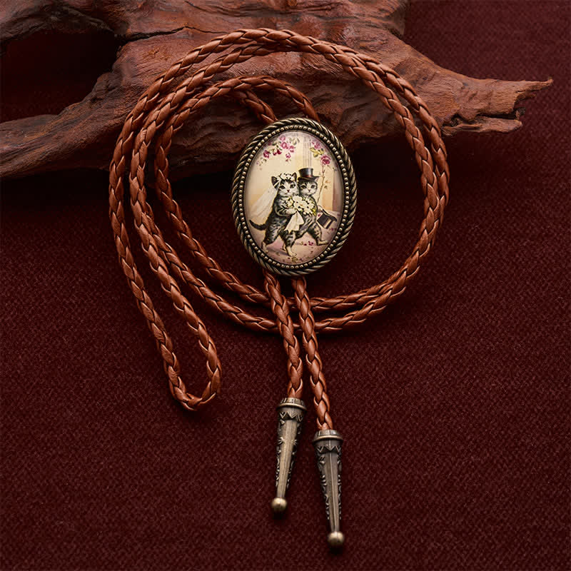 Cute Cat Couple Wedding Glow-in-the-Dark Luminous Bolo Tie - Cats - image 0