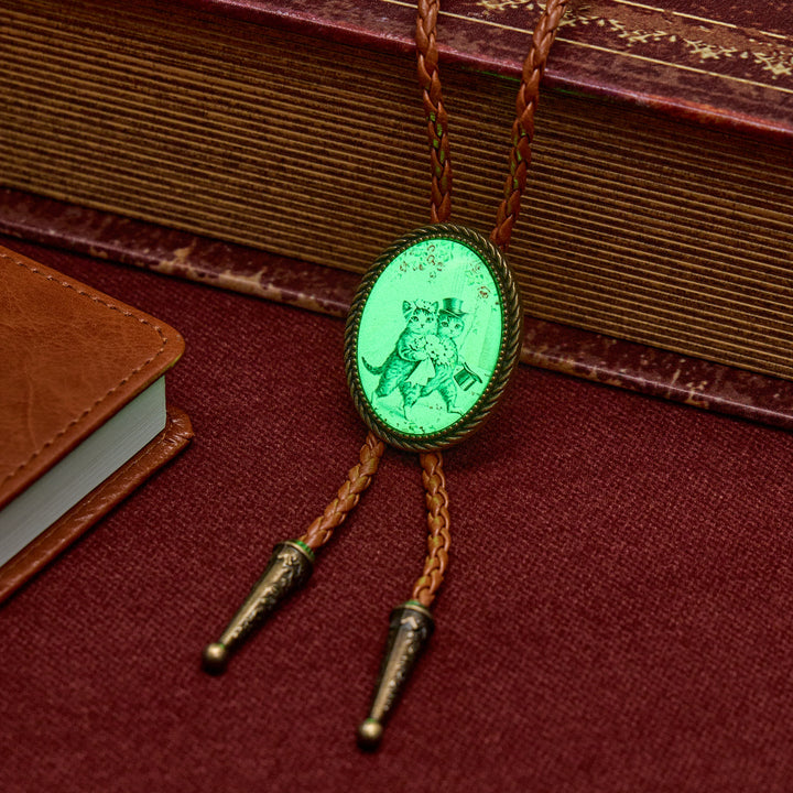 Cute Cat Couple Wedding Glow-in-the-Dark Luminous Bolo Tie - image 1