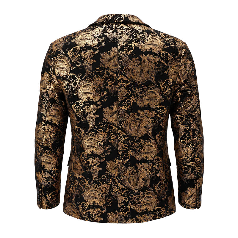 Men's Luxury Gold Floral Jacquard Blazer - image 12