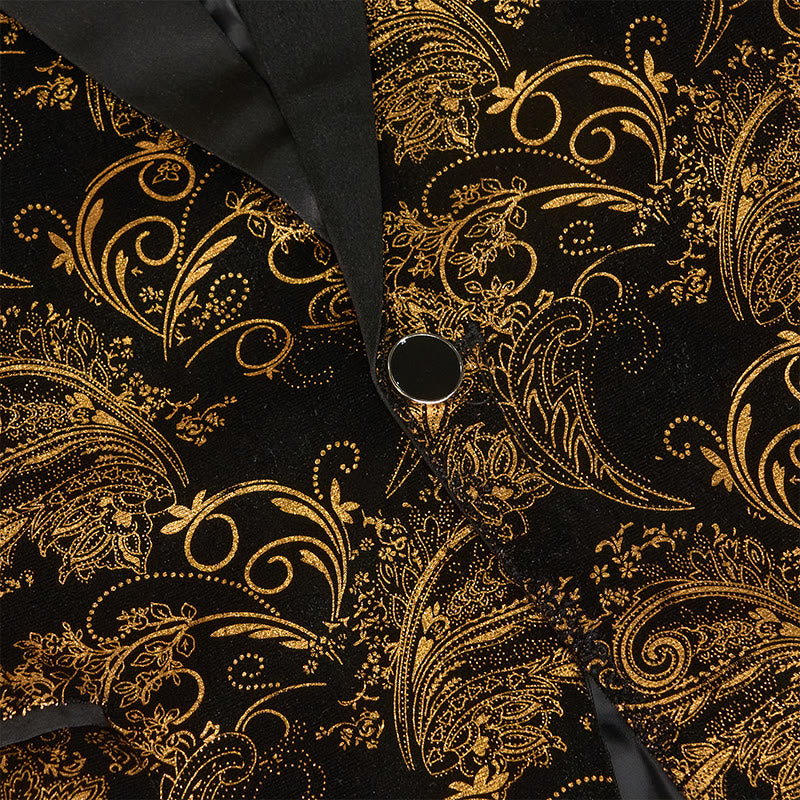 Men's Luxury Gold Floral Jacquard Blazer - image 8