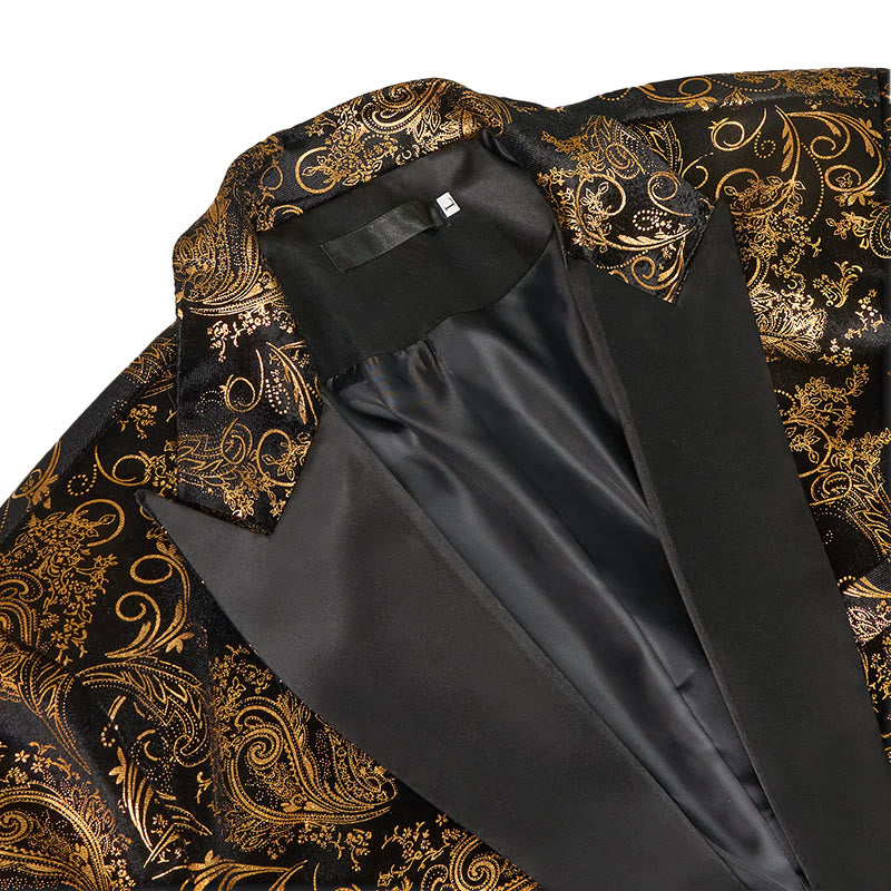 Men's Luxury Gold Floral Jacquard Blazer - image 7