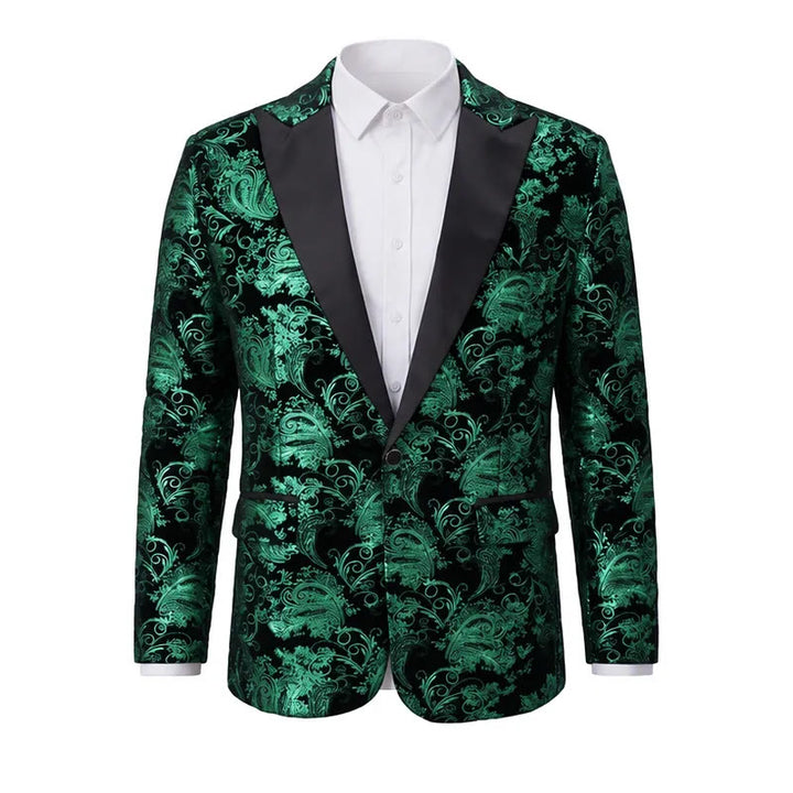 Men's Luxury Gold Floral Jacquard Blazer - Green - 2XL - image 3
