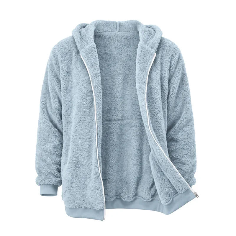Men's Fleece Zip-up Hoodie Winter Coat - Light Blue - 4XL - image 4