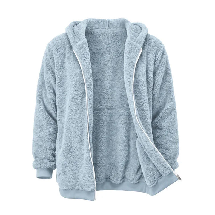 Men's Fleece Zip-up Hoodie Winter Coat - Light Blue - 4XL - image 4