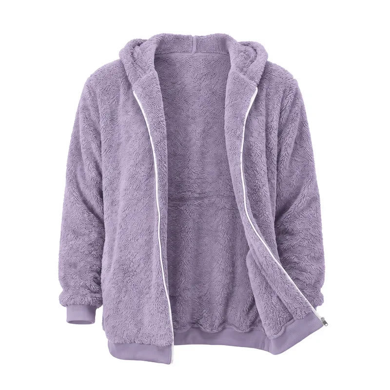 Men's Fleece Zip-up Hoodie Winter Coat - Purple - 4XL - image 10