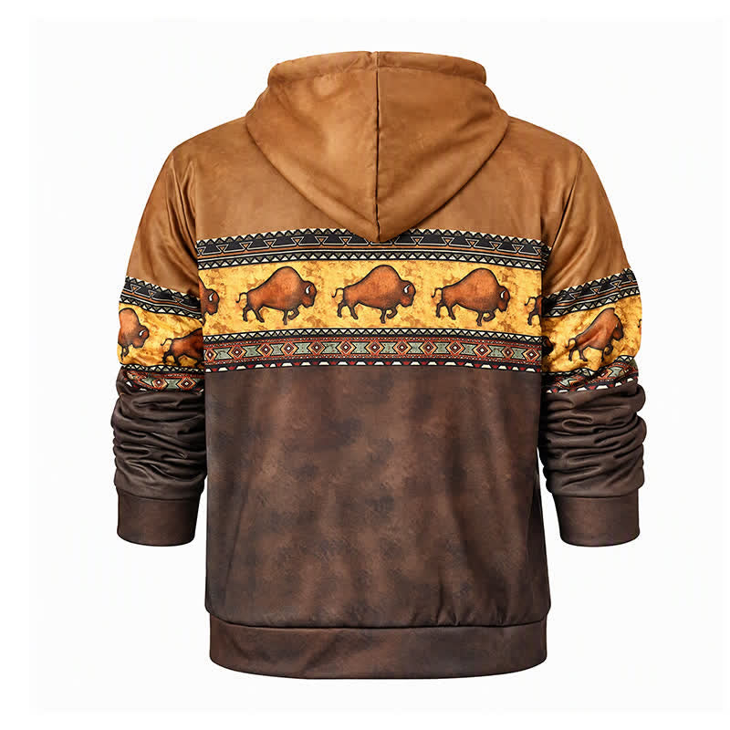 Men's Native Buffalo Pattern Winter Work Hooded Jacket - image 10