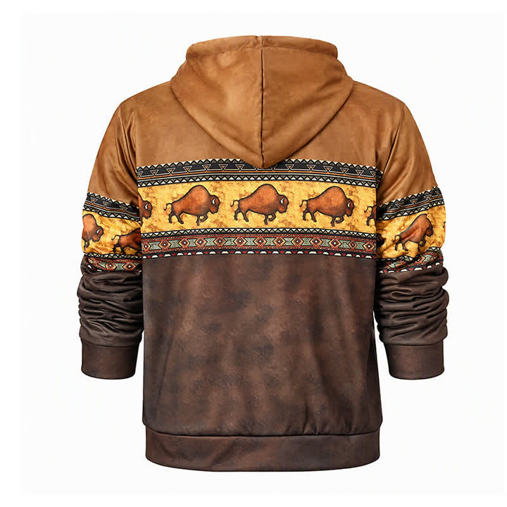 Men's Native Buffalo Pattern Winter Work Hooded Jacket - image 10