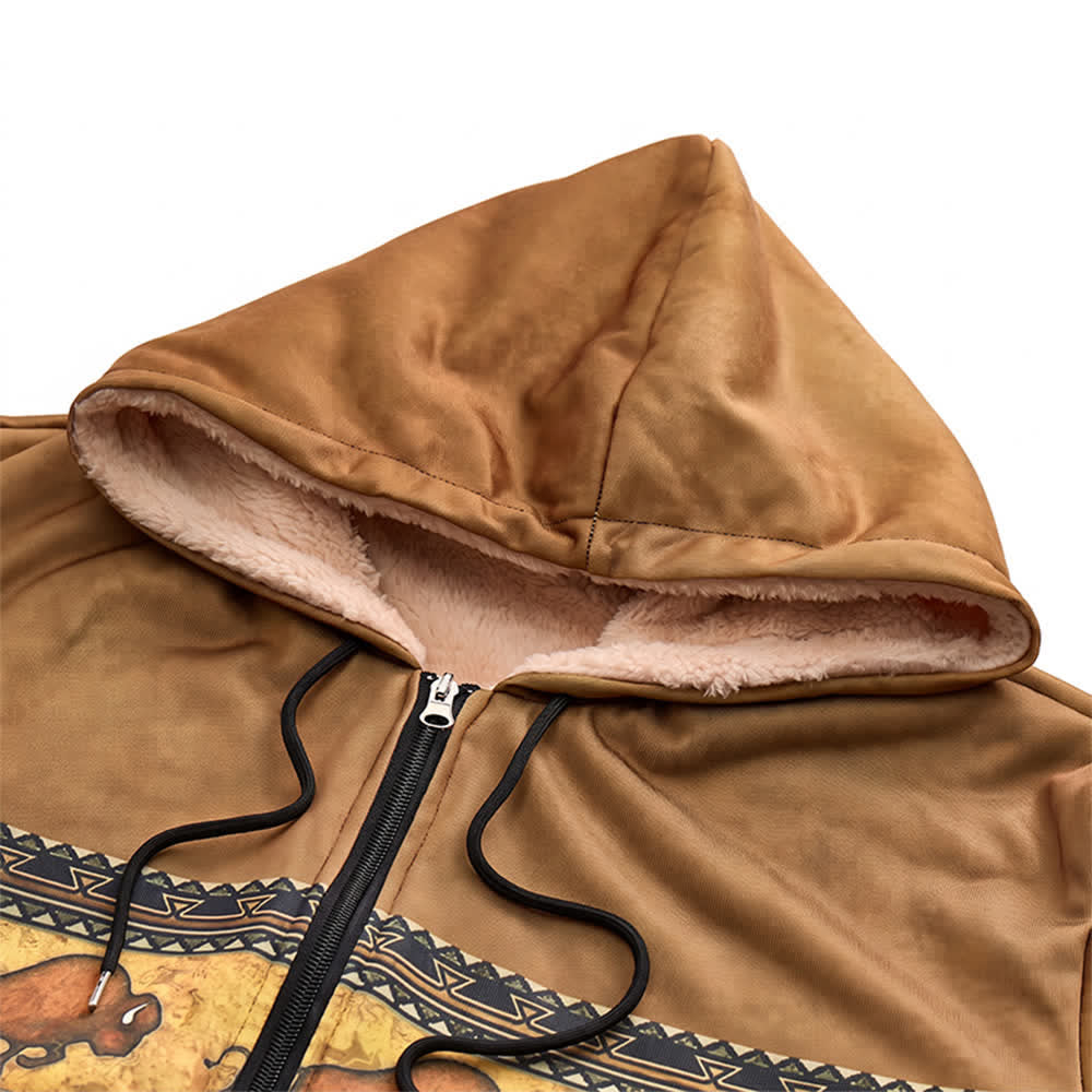 Men's Native Buffalo Pattern Winter Work Hooded Jacket - image 4