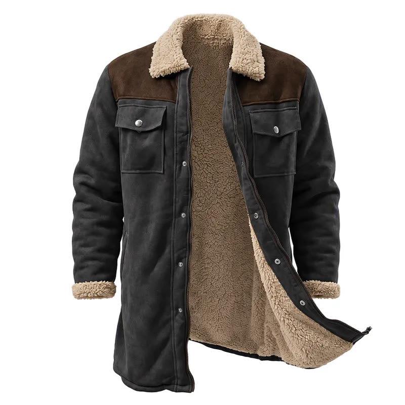 Vintage Multi-pocket Western Duster Coat For Men - Black + Coffee - 3XL - image 9