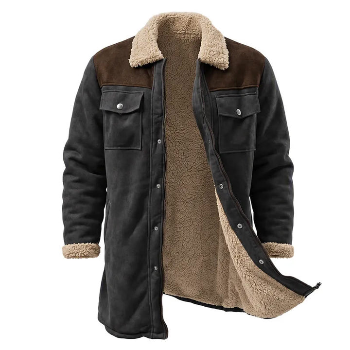 Vintage Multi-pocket Western Duster Coat For Men - Black + Coffee - 3XL - image 9