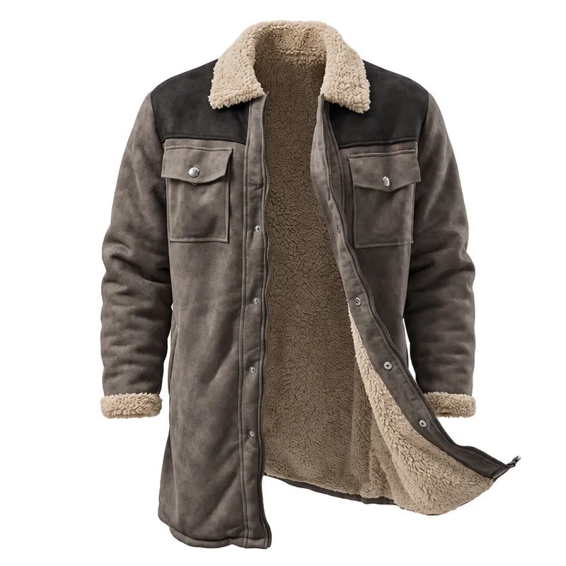 Vintage Multi-pocket Western Duster Coat For Men - Grey + Black - 3XL - image 3