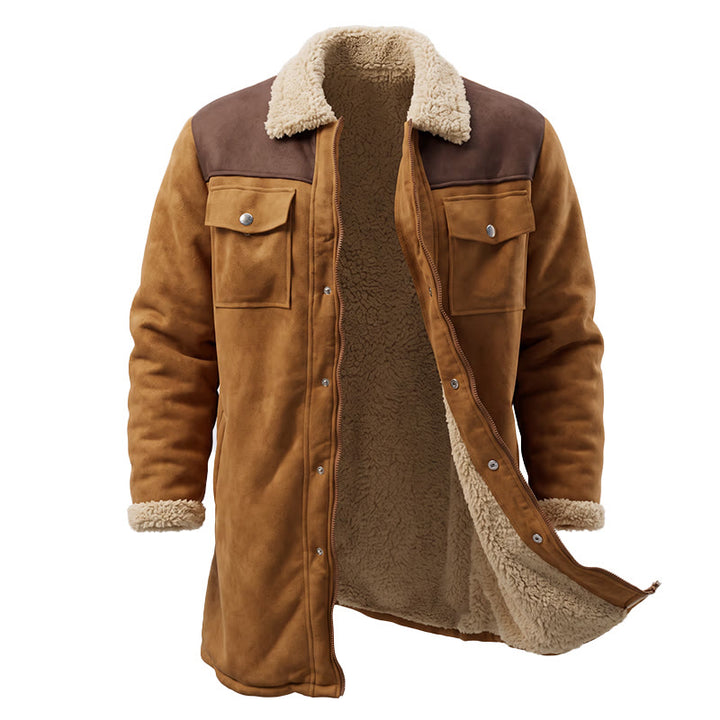 Vintage Multi-pocket Western Duster Coat For Men - Ginger + Coffee - 3XL - image 2