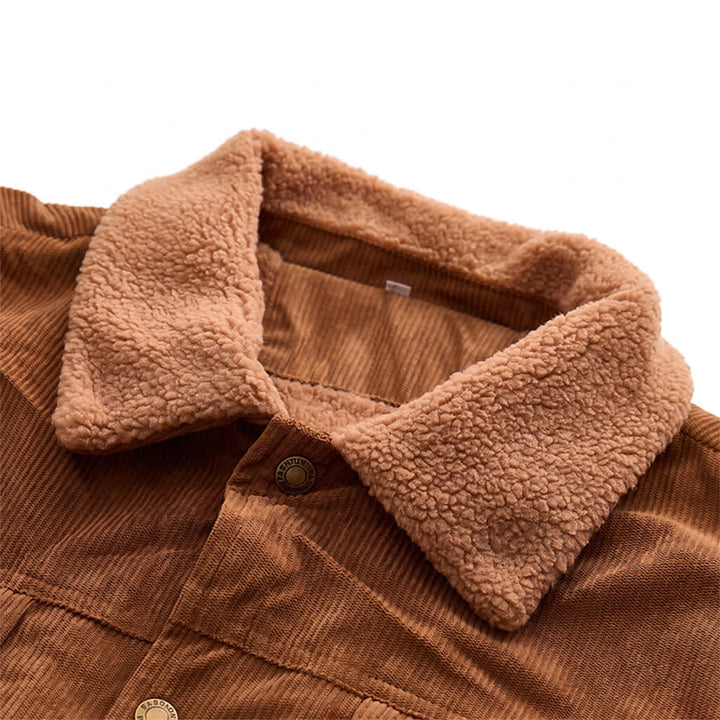 Men's Outerwear Cozy Hooded Corduroy Jacket With Fleece Collar - image 3