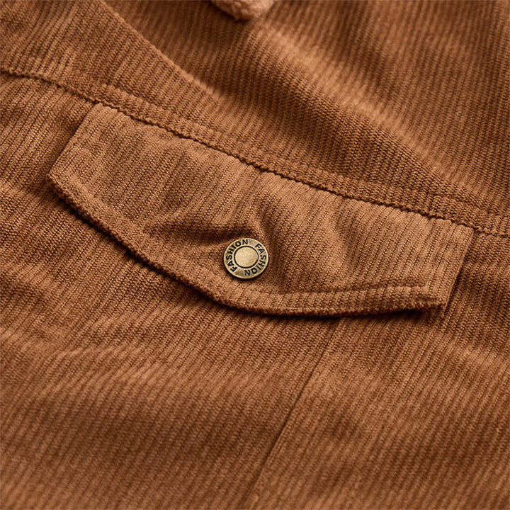 Men's Outerwear Cozy Hooded Corduroy Jacket With Fleece Collar - image 6