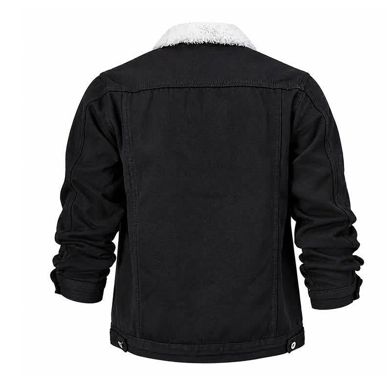 Men's Warm Denim Trucker Jacket With Fleece Collar - image 10