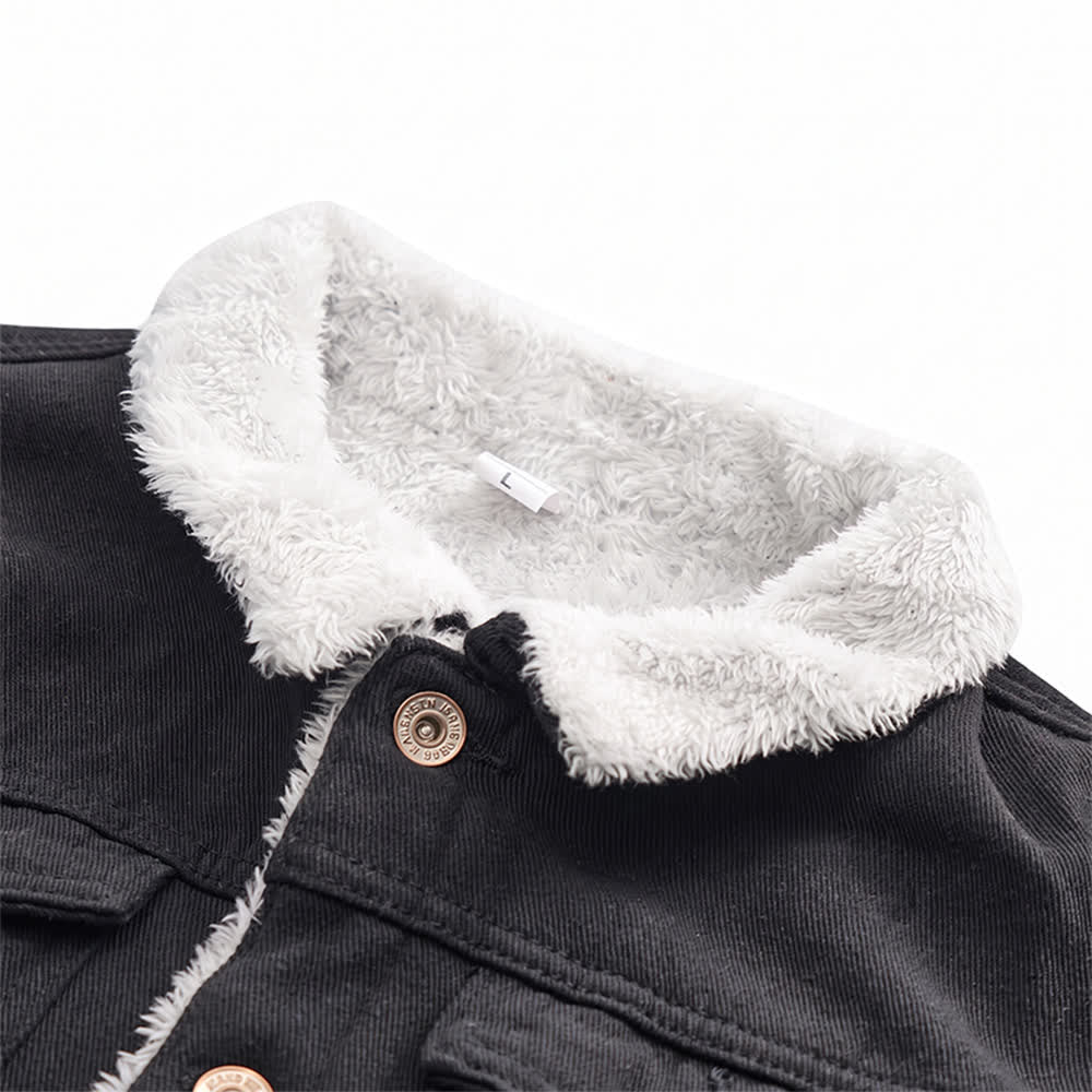 Men's Warm Denim Trucker Jacket With Fleece Collar - image 4