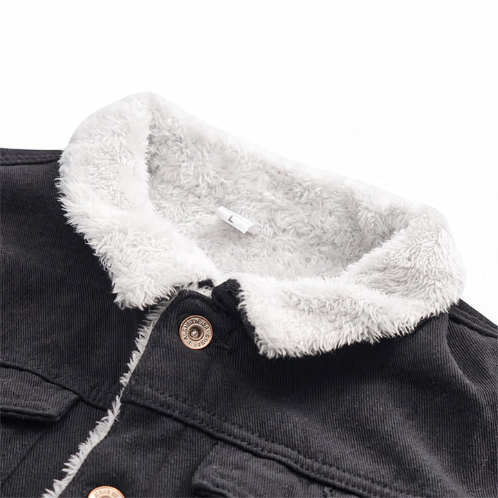 Men's Warm Denim Trucker Jacket With Fleece Collar - image 4