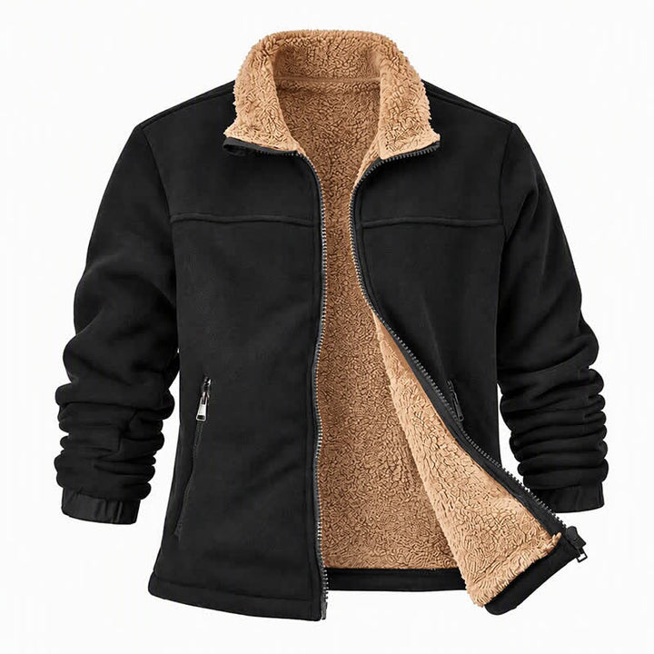 Men's Winter Zip Up Thick Thermal Jacket With Stand Collar - image 14