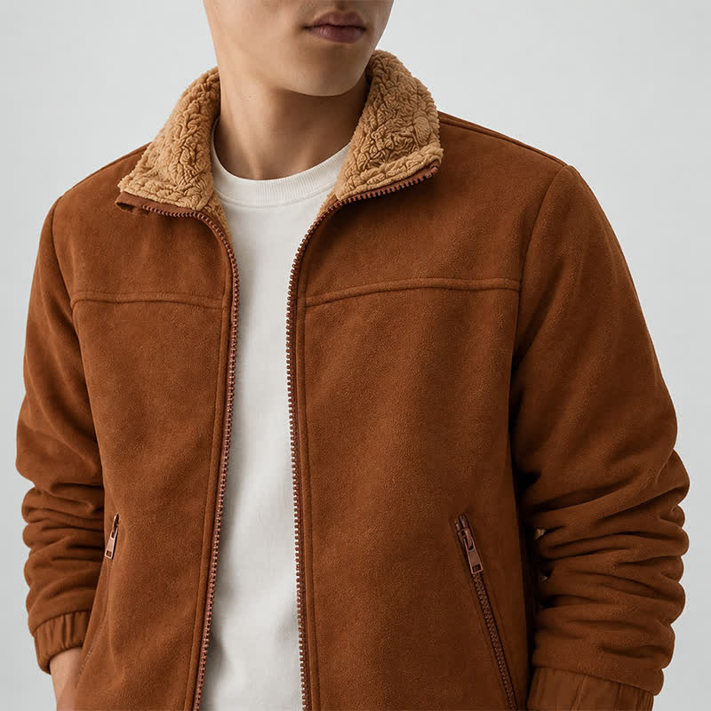 Men's Winter Zip Up Thick Thermal Jacket With Stand Collar - image 3