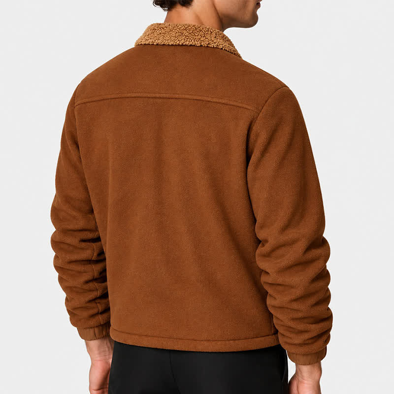 Men's Winter Zip Up Thick Thermal Jacket With Stand Collar - image 2