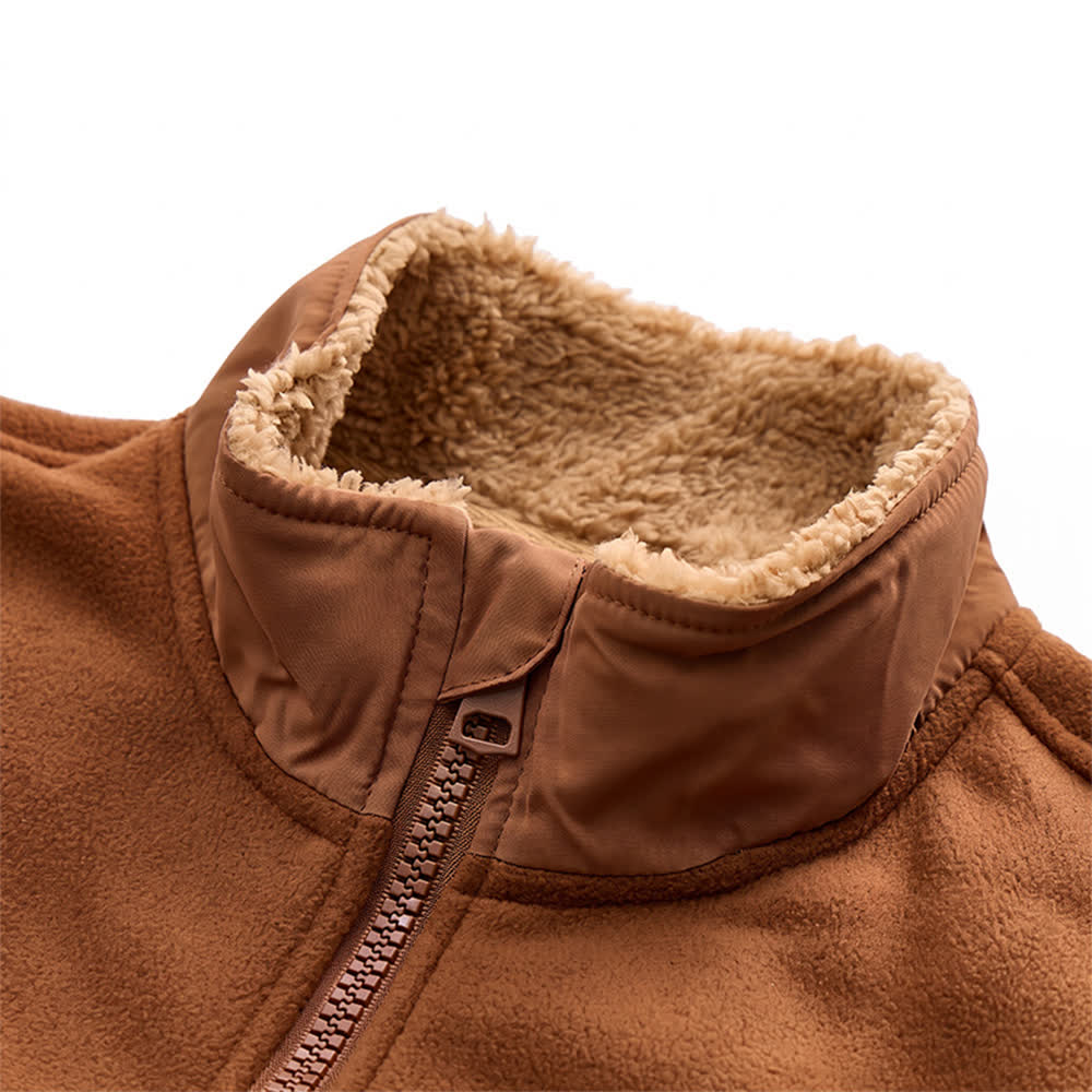 Men's Winter Zip Up Thick Thermal Jacket With Stand Collar - image 7