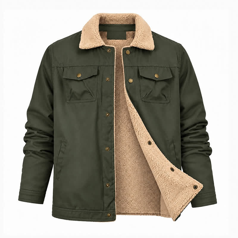 Men's Vintage Thick Warm Canvas Winter Trucker Jacket - image 9