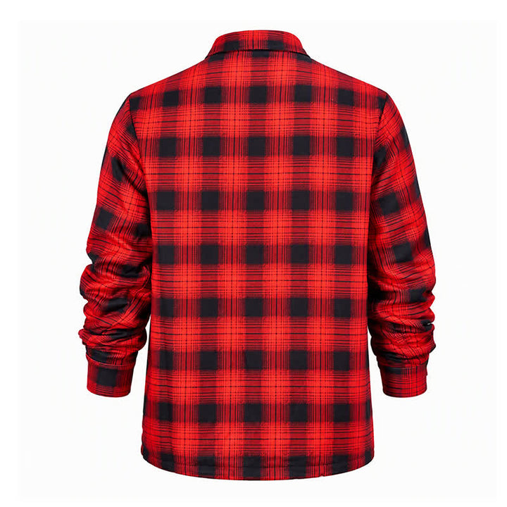 Men's Red Plaid Thick Winter Work Shirt Jacket - image 10