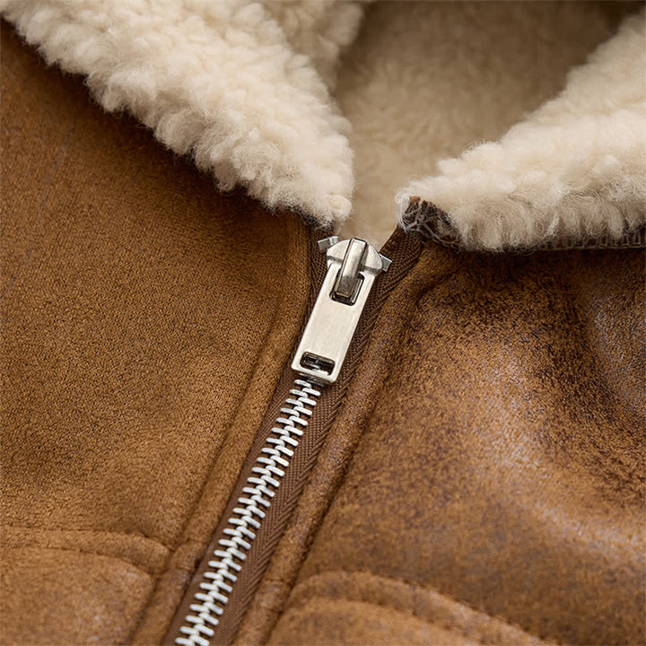 Men's Faux Leather Thicken Lined Sleeveless Vest with Hood - image 8