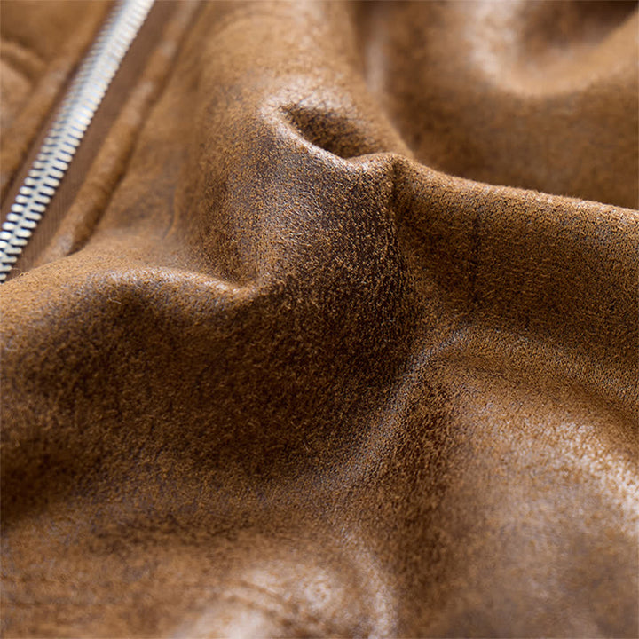 Men's Faux Leather Thicken Lined Sleeveless Vest with Hood - image 9