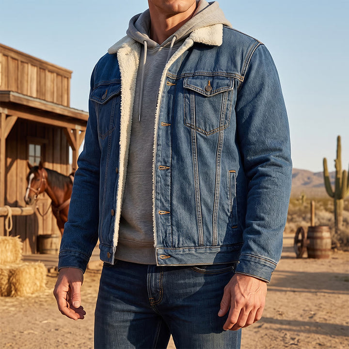 Men's Fleece-Lined Denim Trucker Jacket - image 0