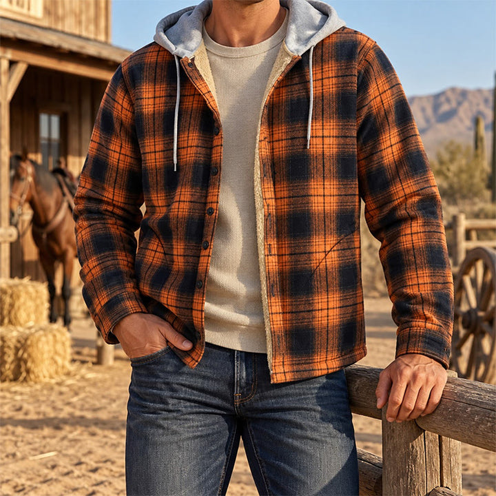 Classic Checkered Hooded Flannel Shacket For Men - image 0