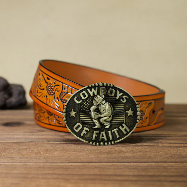 Men's DIY Cowboys Of Faith Buckle Leather Belt