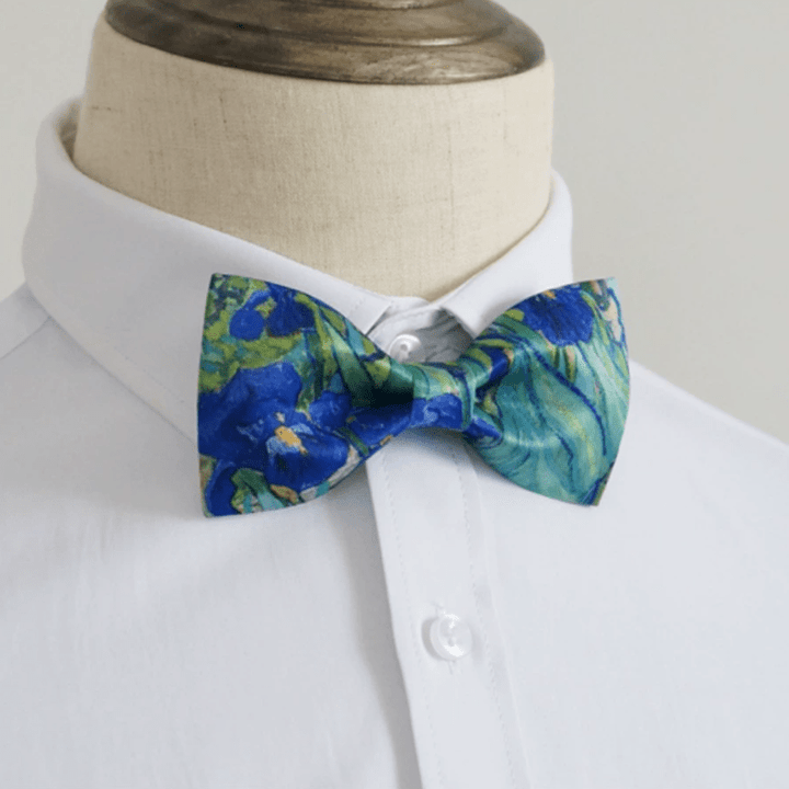 Men's Creative Oil Printing Green Iris Bow Tie