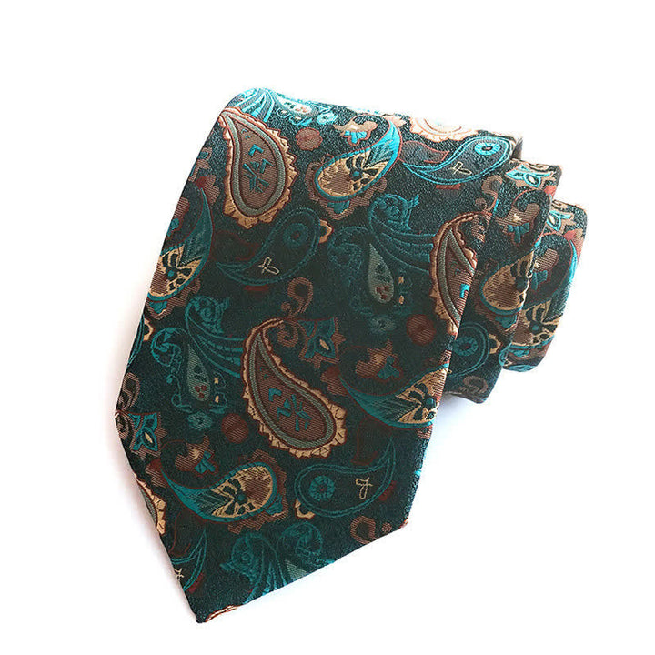 DarkGreen Men's Nostalgia Paisley Necktie