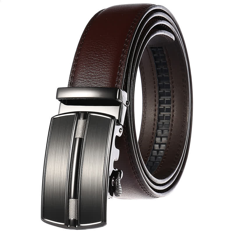 Men's Simple Hollow Automatic Buckle Leather Belt - Brown #1 - 46 - image 5