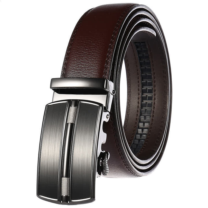 Men's Simple Hollow Automatic Buckle Leather Belt - Brown #1 - 46 - image 5