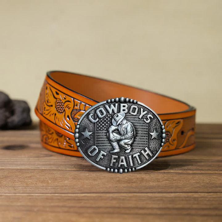 Men's DIY Cowboys Of Faith Buckle Leather Belt