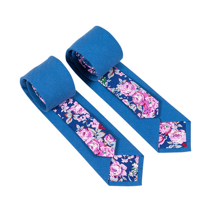 Men's Novel Plaid Floral Patchwork Necktie - Blue - image 9