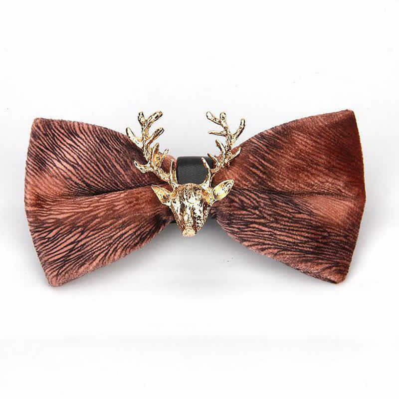 Men's Reindeer Head Velvet Bow Tie