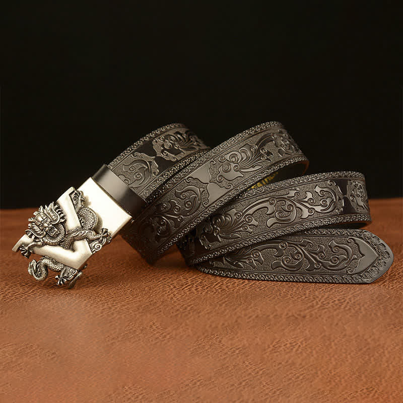 Men's Letter V Dragon Embossing Leather Belt