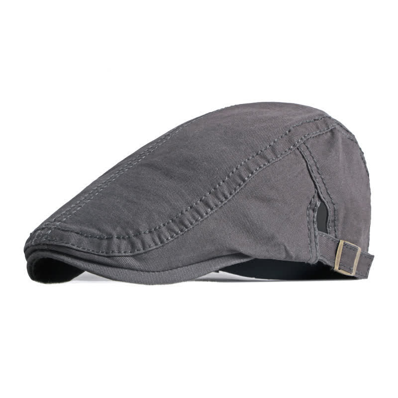 Retro Painter Cotton Beret Flat Cap - Gray - Adjustable (about 21 5/8"-23 5/8") - image 11