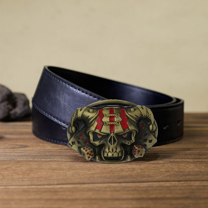 Men's DIY Skull Clown Joker Buckle Leather Belt