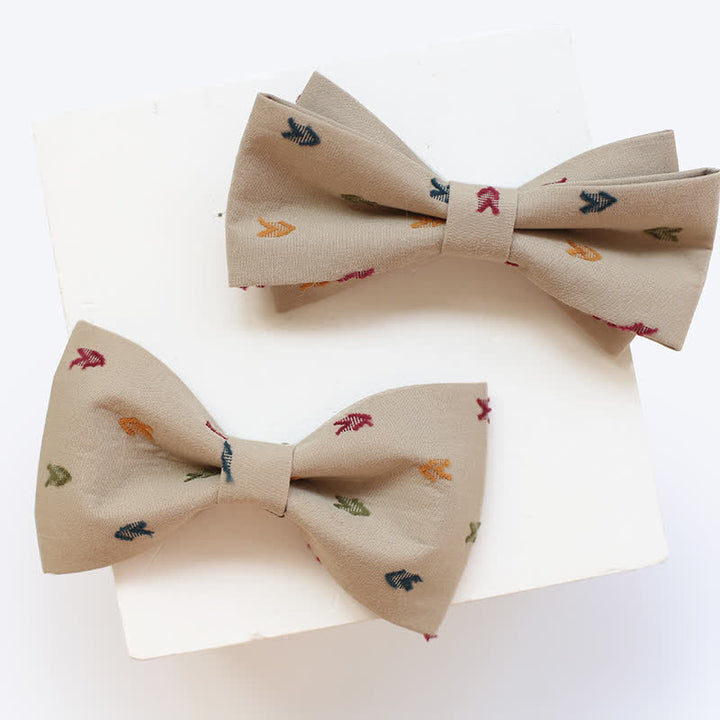 Men's Khaki Embroidery Arrows Bow Tie