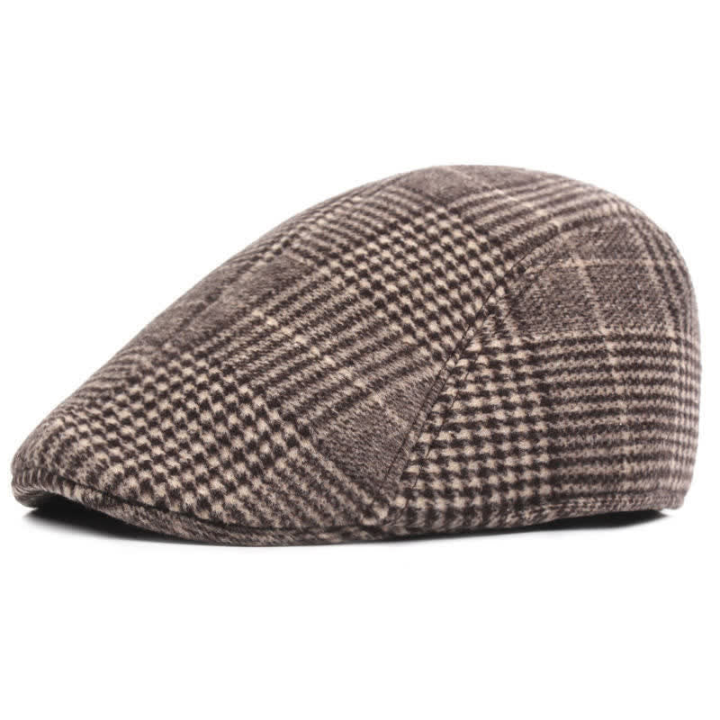 Men's Classic Plaid Cotton Beret Cap