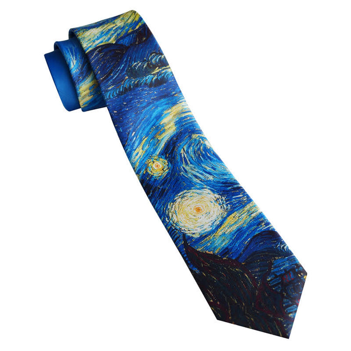 Men's Blue Painting Starry Night Necktie