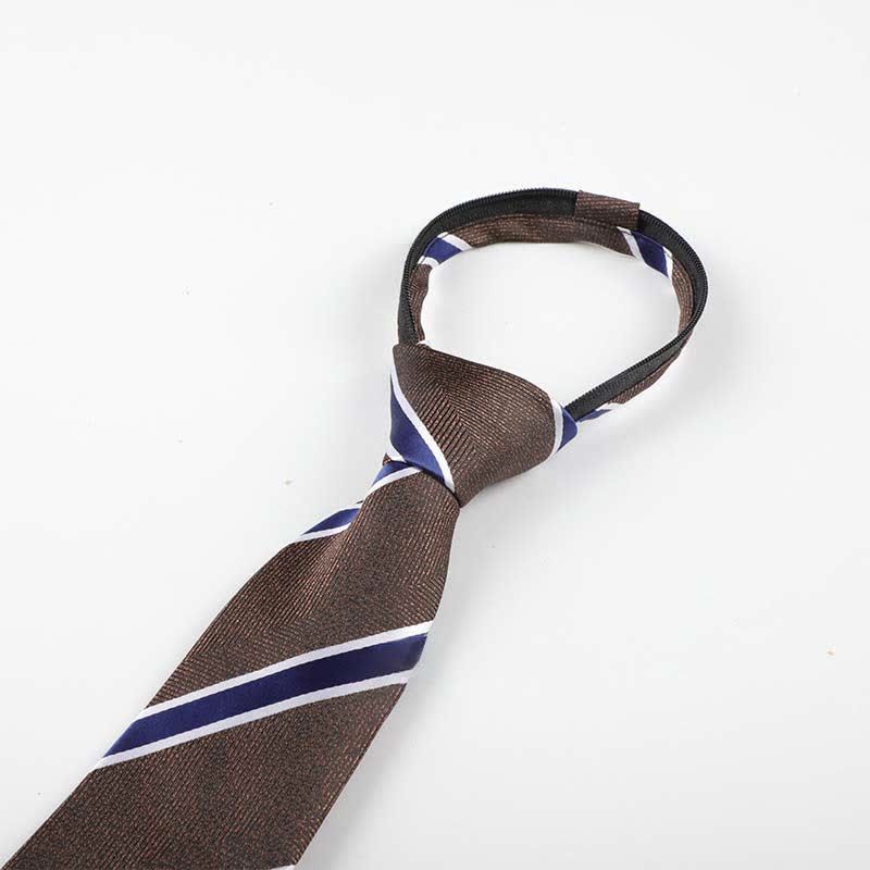 Men's Occupational Zipper Tie Striped Necktie - Brown - image 1